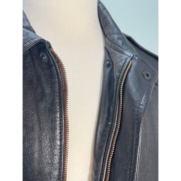 Vintage Flight Jacket American Express Mens 46 Dark Brown Bomber 90s - Picture 8 of 11